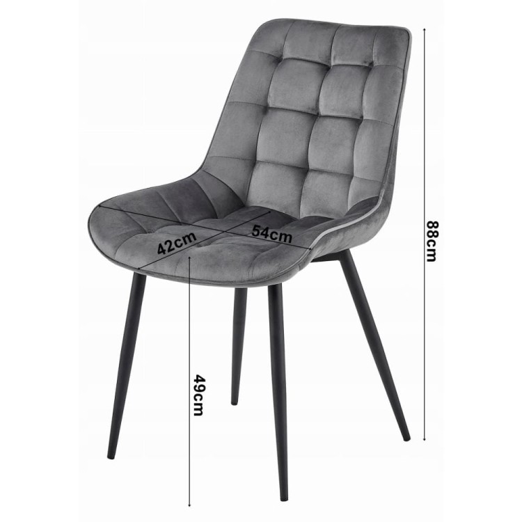 Granatowe krzesło tapicerowane do Jadalni BERA z pikowaniem i metalowymi czarnymi nóżkami (4).jpg