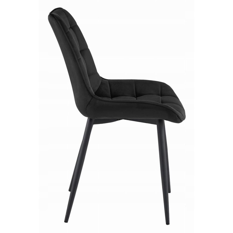 Czarne krzesło tapicerowane do jadalni BERA pikowane czarne metalowe nogi  (3).jpg