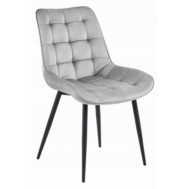 Szare krzesło tapicerowane do jadalnia BERA nogi metalowe czarne aranżacja jadalni  (3).jpg