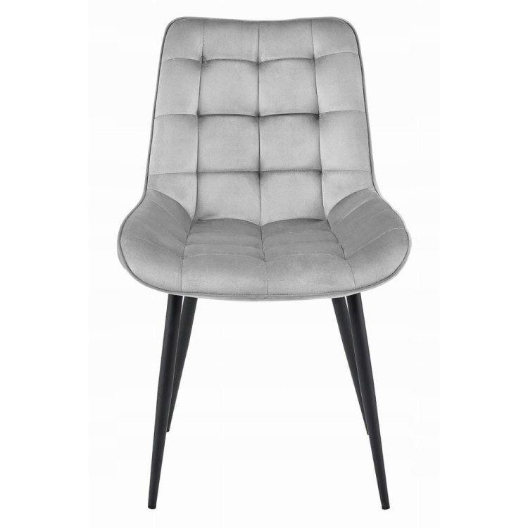 Szare krzesło tapicerowane do jadalnia BERA nogi metalowe czarne aranżacja jadalni  (6).jpg