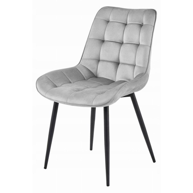 Szare krzesło tapicerowane do jadalnia BERA nogi metalowe czarne aranżacja jadalni  (5).jpg
