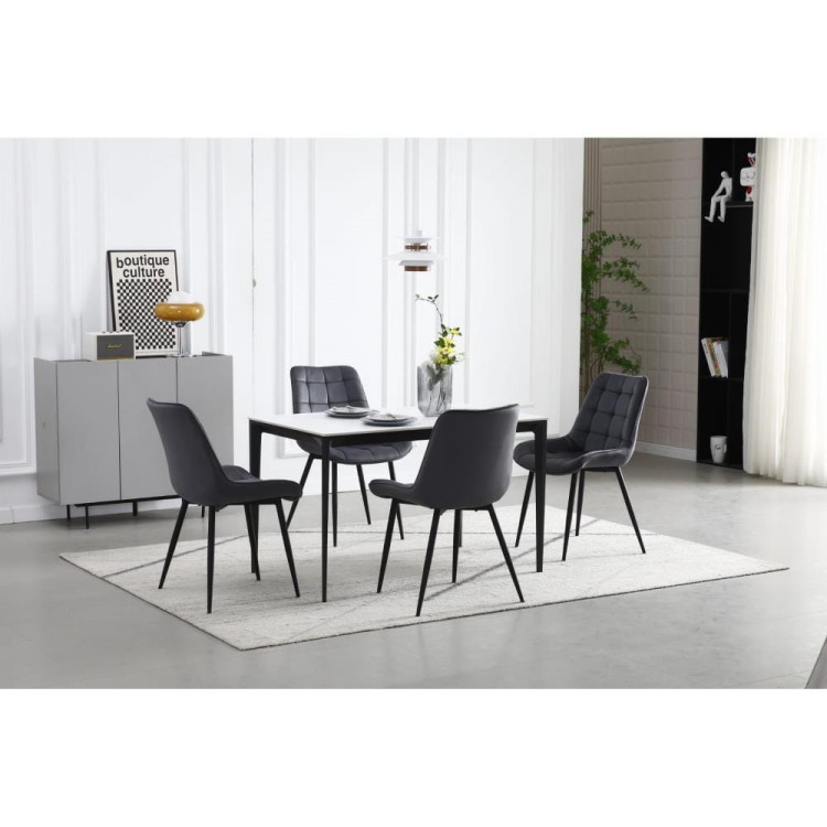 Szare krzesło tapicerowane do jadalni BERA metalowe nogi wygodne krzesło aranżacja kuchni i jadalni 4ektech (2).jpg