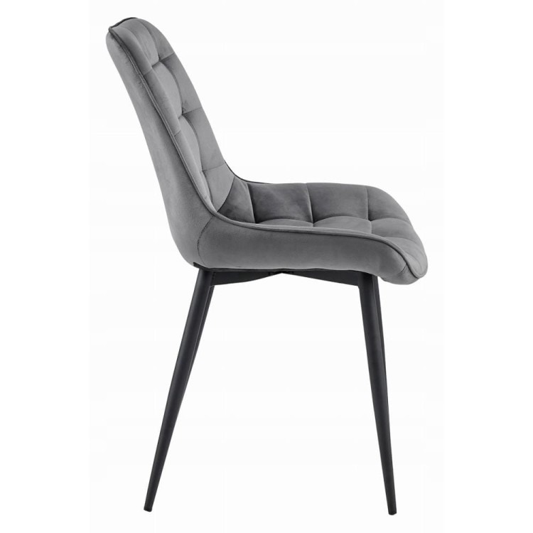 Szare krzesło tapicerowane do jadalni BERA metalowe nogi wygodne krzesło aranżacja kuchni i jadalni 4ektech (4).jpg