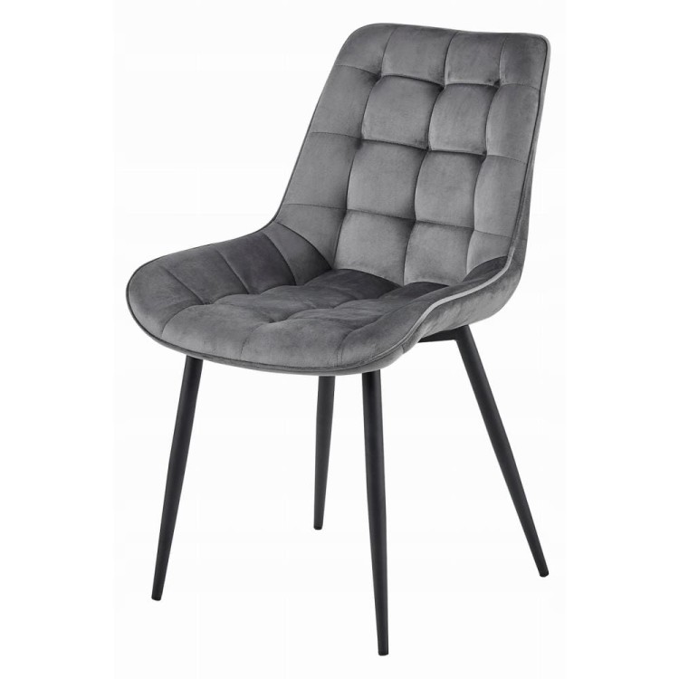 Szare krzesło tapicerowane do jadalni BERA metalowe nogi wygodne krzesło aranżacja kuchni i jadalni 4ektech (8).jpg