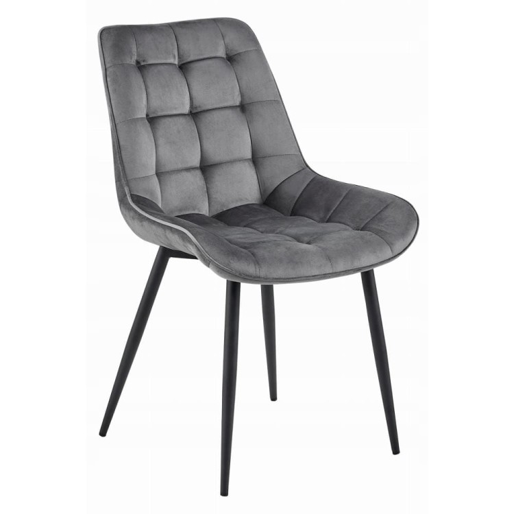 Szare krzesło tapicerowane do jadalni BERA metalowe nogi wygodne krzesło aranżacja kuchni i jadalni 4ektech (7).jpg