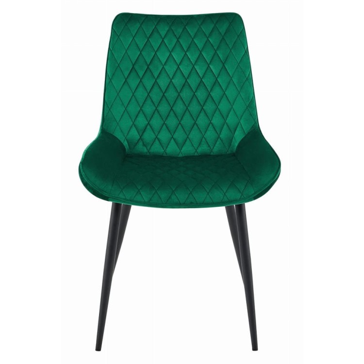 Krzesło tapicerowane do jadalni zielone VERDO nogi czarne metalowe, aranżacja zielona kuchnia (5).jpg