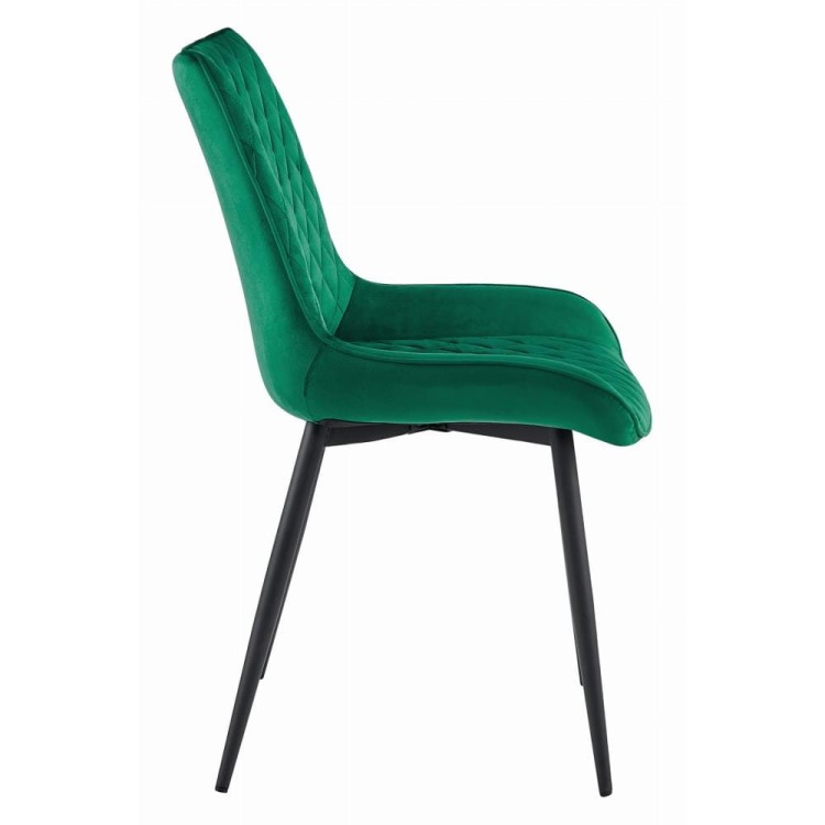 Krzesło tapicerowane do jadalni zielone VERDO nogi czarne metalowe, aranżacja zielona kuchnia (1).jpg