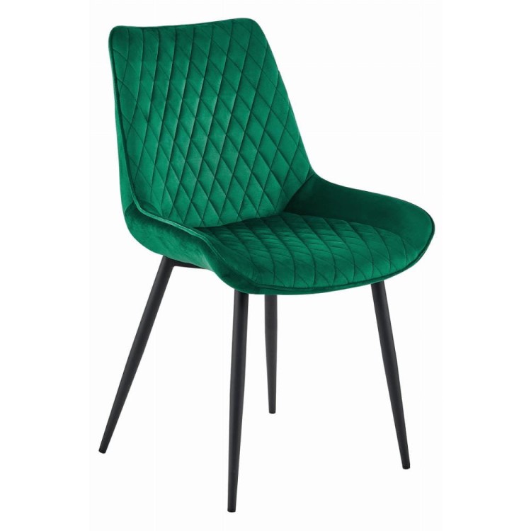 Krzesło tapicerowane do jadalni zielone VERDO nogi czarne metalowe, aranżacja zielona kuchnia (2).jpg