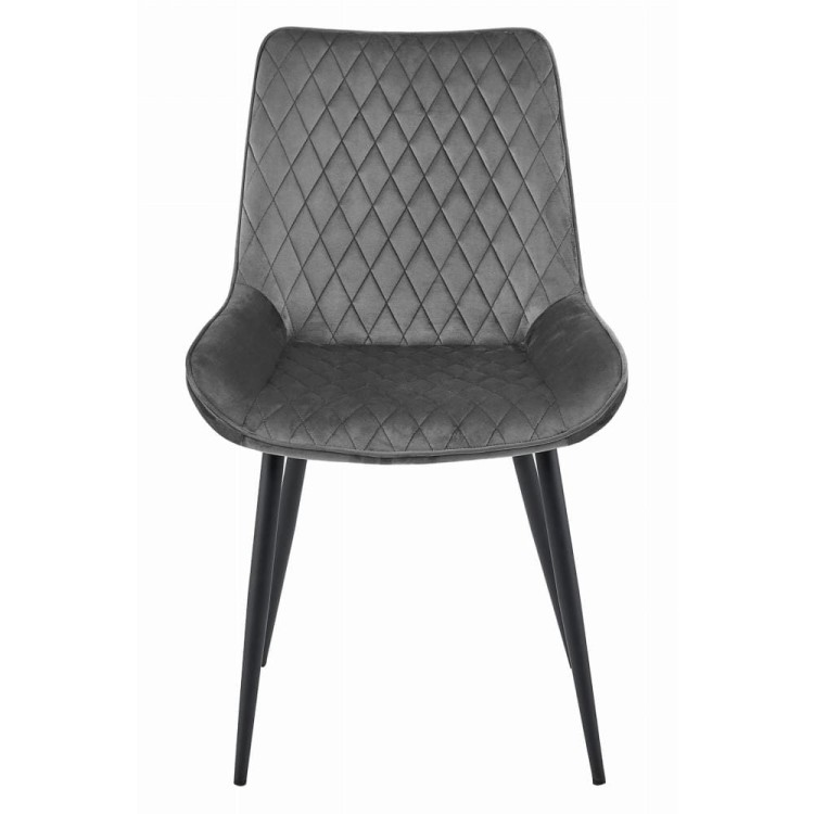 Krzesło tapicerowane do jadalni VERDO ciemnoszare nogi czarne metalowe, wzór diamenciki, aranżacja kuchni (8).jpg