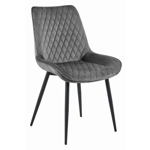 Krzesło tapicerowane do jadalni VERDO ciemnoszare nogi czarne metalowe, wzór diamenciki, aranżacja kuchni (1).jpg