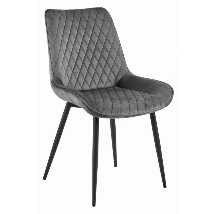 Krzesło tapicerowane do jadalni VERDO ciemnoszare nogi czarne metalowe, wzór diamenciki, aranżacja kuchni (1).jpg
