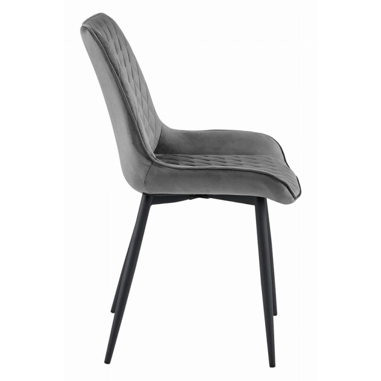 Krzesło tapicerowane do jadalni VERDO ciemnoszare nogi czarne metalowe, wzór diamenciki, aranżacja kuchni (7).jpg