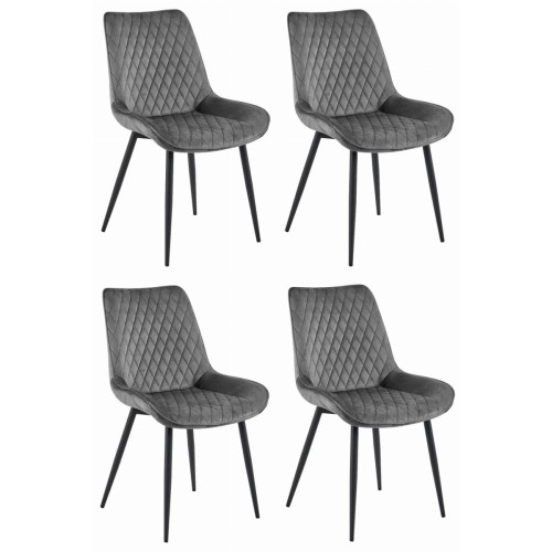 Krzesło tapicerowane do jadalni VERDO ciemnoszare nogi czarne metalowe, wzór diamenciki, aranżacja kuchni (3).jpg