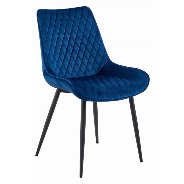 Krzesło tapicerowane do jadalni VERDO granatowe nogi czarne, niebieska jadalnia (6).jpg
