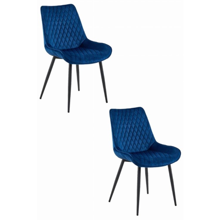 Krzesło tapicerowane do jadalni VERDO granatowe nogi czarne, niebieska jadalnia (3).jpg