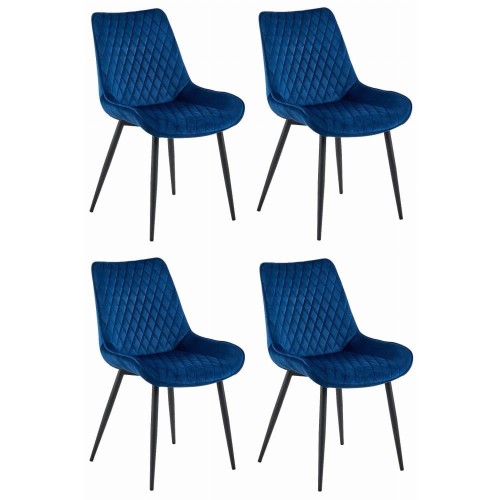Krzesło tapicerowane do jadalni VERDO granatowe nogi czarne, niebieska jadalnia (4).jpg