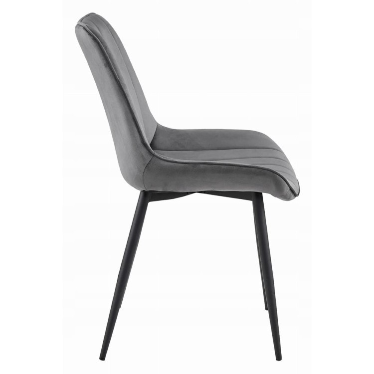 Krzesło tapicerowane sosa szare nogi czarne, wzór z paskami, aranżacja jadalni szare krzesła (1).jpg