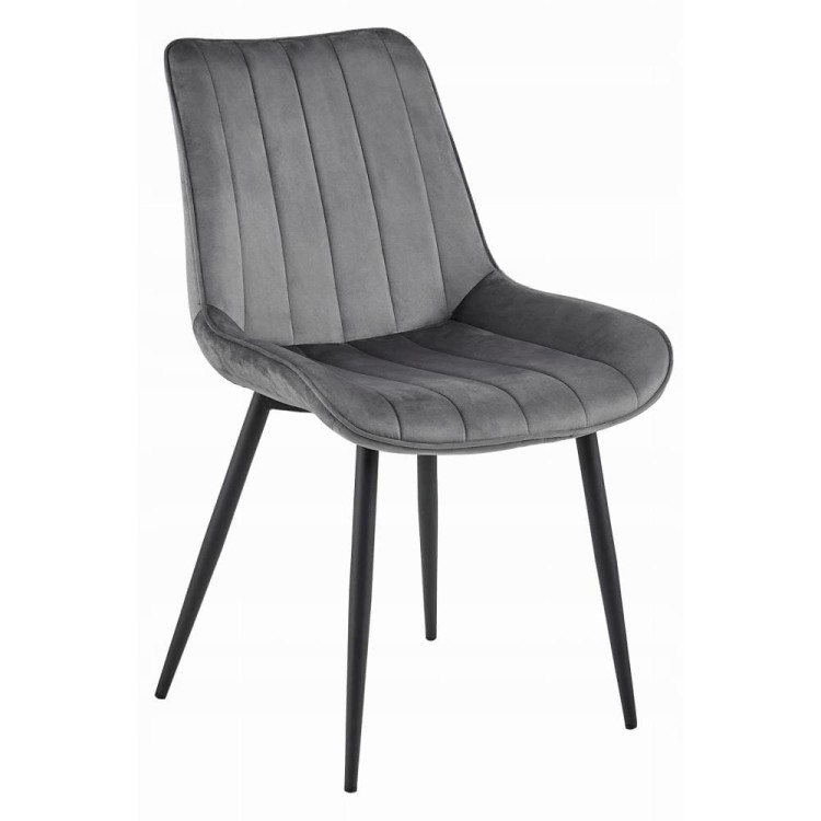 Krzesło tapicerowane sosa szare nogi czarne, wzór z paskami, aranżacja jadalni szare krzesła (6).jpg