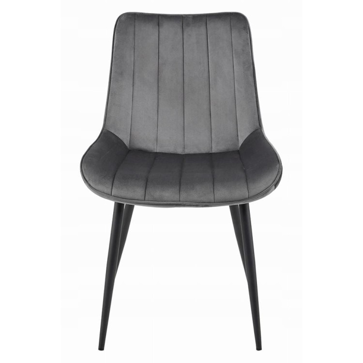 Krzesło tapicerowane sosa szare nogi czarne, wzór z paskami, aranżacja jadalni szare krzesła (7).jpg