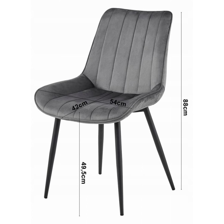 Krzesło tapicerowane sosa szare nogi czarne, wzór z paskami, aranżacja jadalni szare krzesła (3).jpg