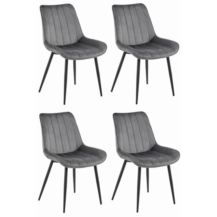 Krzesło tapicerowane sosa szare nogi czarne, wzór z paskami, aranżacja jadalni szare krzesła (4).jpg