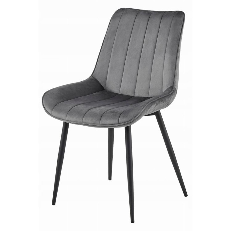 Krzesło tapicerowane sosa szare nogi czarne, wzór z paskami, aranżacja jadalni szare krzesła (5).jpg