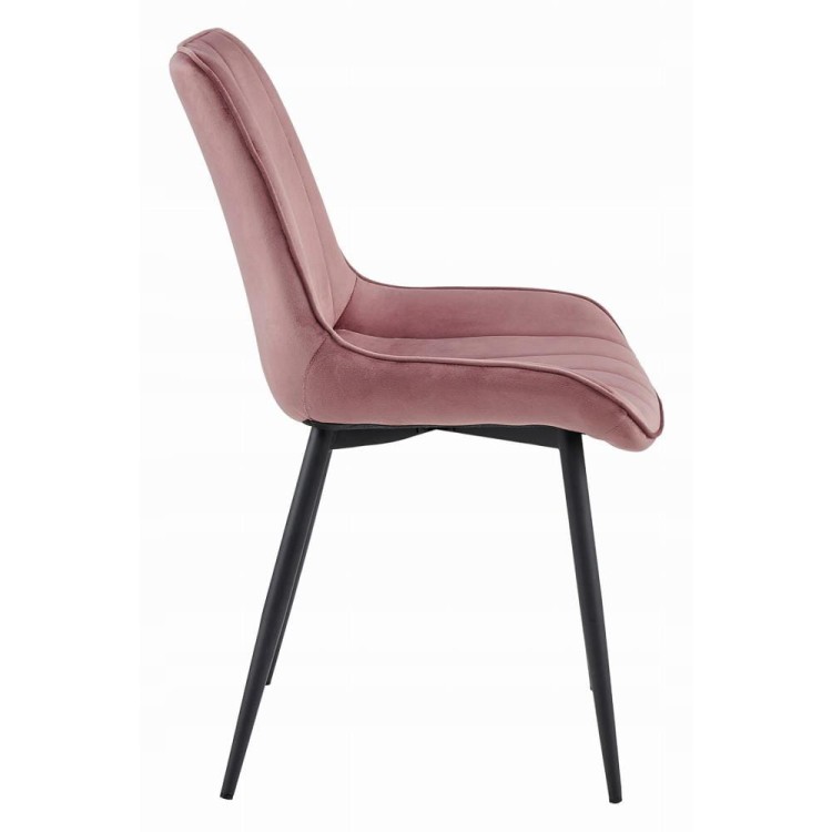 Krzesło tapicerowane do jadalni różowe SOSA czarne nogi, welurowe krzesła do aranżacji jadalni  (1).jpg