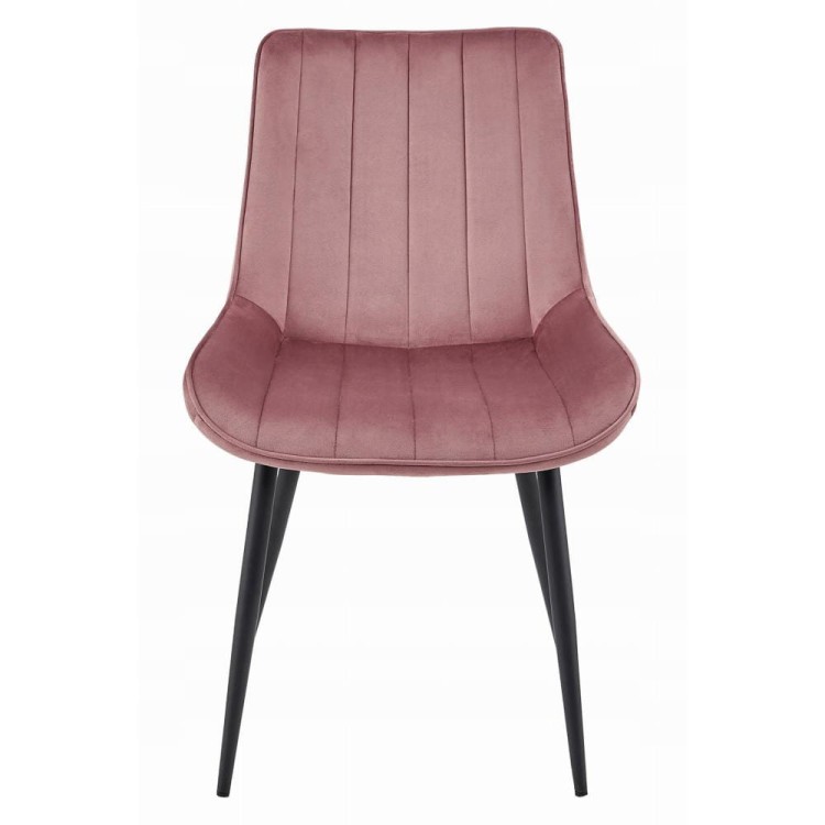 Krzesło tapicerowane do jadalni różowe SOSA czarne nogi, welurowe krzesła do aranżacji jadalni  (7).jpg