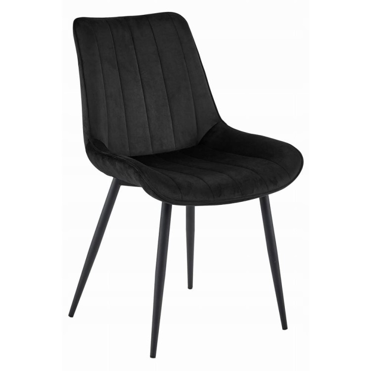 Czarne krzesło tapicerowane do jadalni SOSA welurowe nogi czarne metalowe, aranżacja jadalni z czarnymi krzesłami (2).jpg
