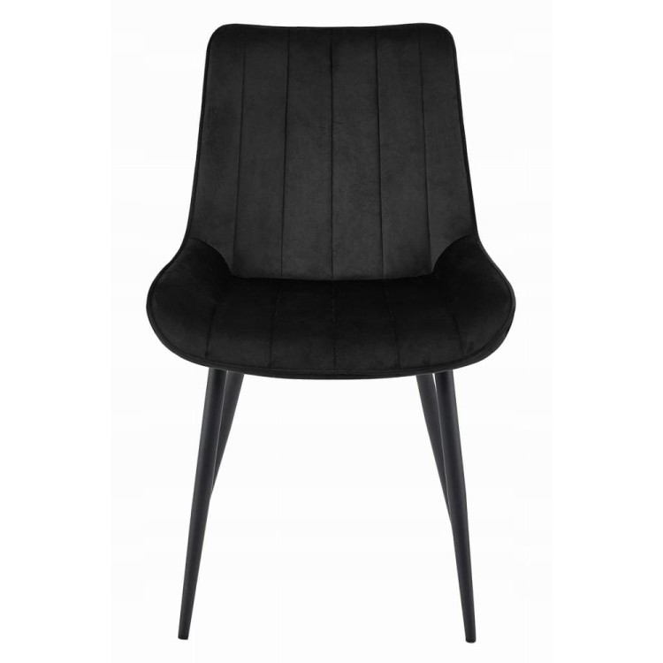 Czarne krzesło tapicerowane do jadalni SOSA welurowe nogi czarne metalowe, aranżacja jadalni z czarnymi krzesłami (6).jpg