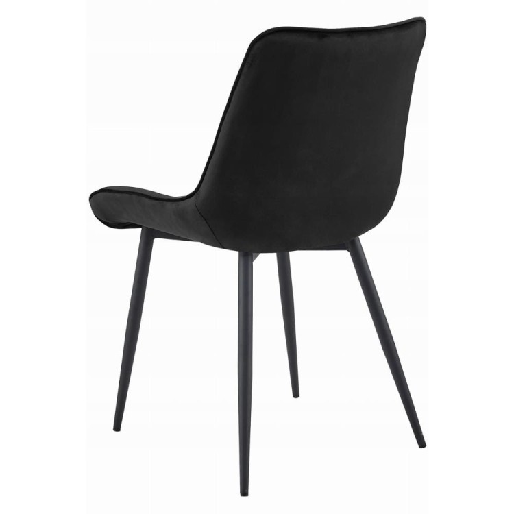 Czarne krzesło tapicerowane do jadalni SOSA welurowe nogi czarne metalowe, aranżacja jadalni z czarnymi krzesłami (1).jpg