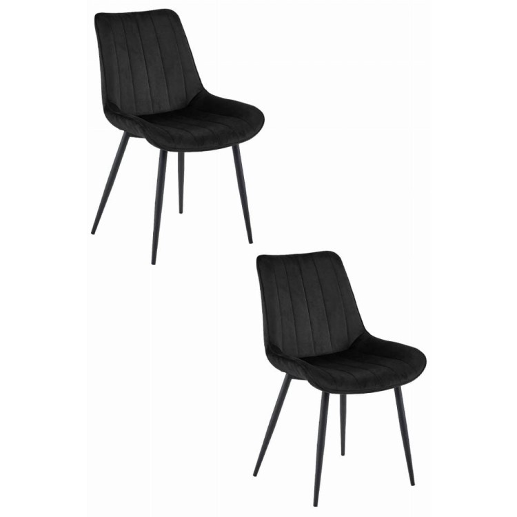 Czarne krzesło tapicerowane do jadalni SOSA welurowe nogi czarne metalowe, aranżacja jadalni z czarnymi krzesłami (3).jpg