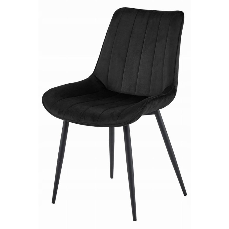 Czarne krzesło tapicerowane do jadalni SOSA welurowe nogi czarne metalowe, aranżacja jadalni z czarnymi krzesłami (4).jpg