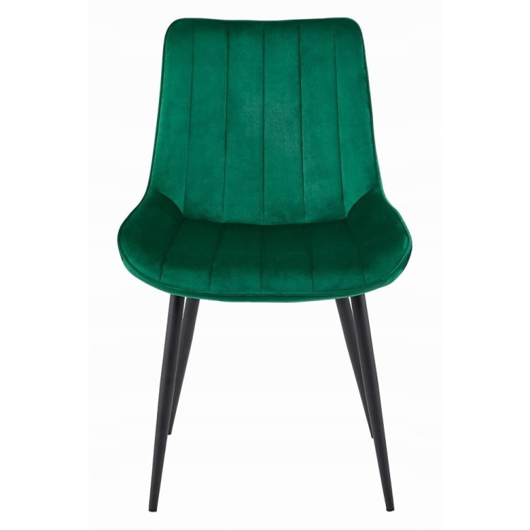 Zielone krzesło do jadalni SOSA welurowe, czarne metalowe nogi, aranżacja jadalni zielonej (6).jpg