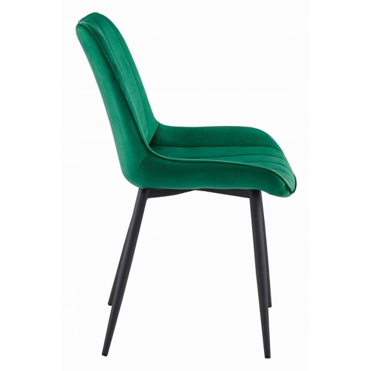 Zielone krzesło do jadalni SOSA welurowe, czarne metalowe nogi, aranżacja jadalni zielonej (5).jpg