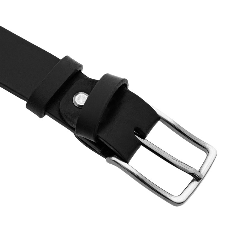 Wąski skórzany pasek męski czarny 94cm
