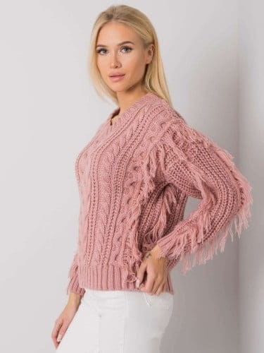 Zimowy sweter One Size Pudrowy Róż