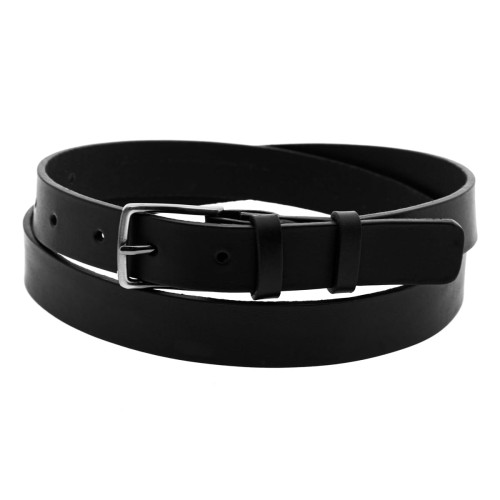 Wąski skórzany pasek męski czarny 104cm