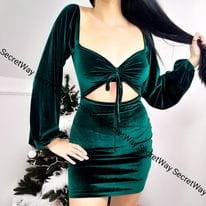 Sukienka welurowa zielona