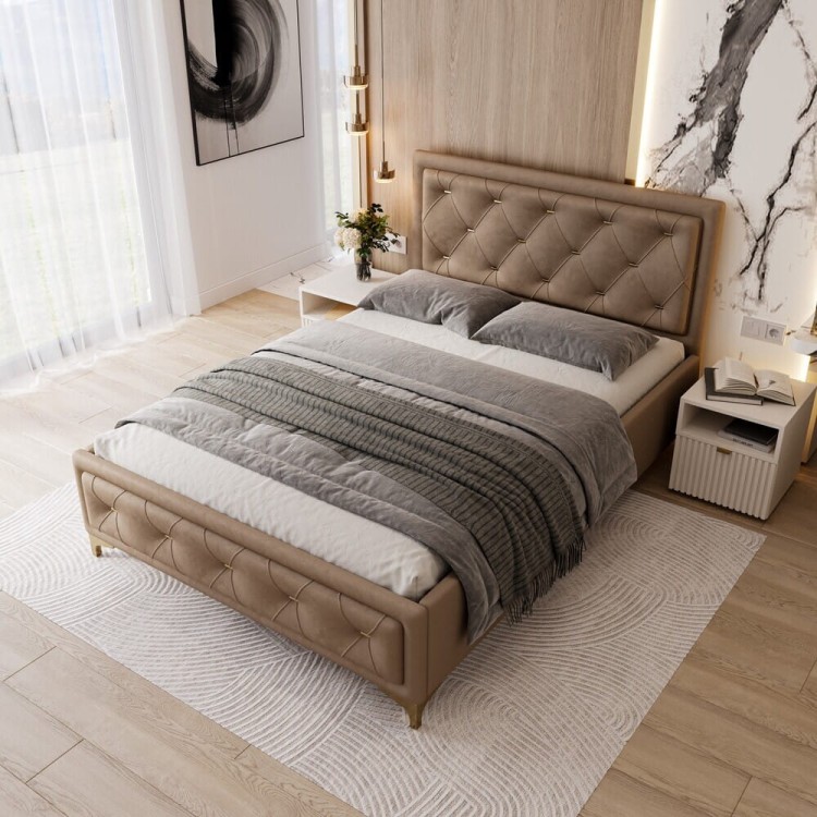 Łóżko tapicerowane Glamour Luxe 120/200 z pojemnikiem Beż