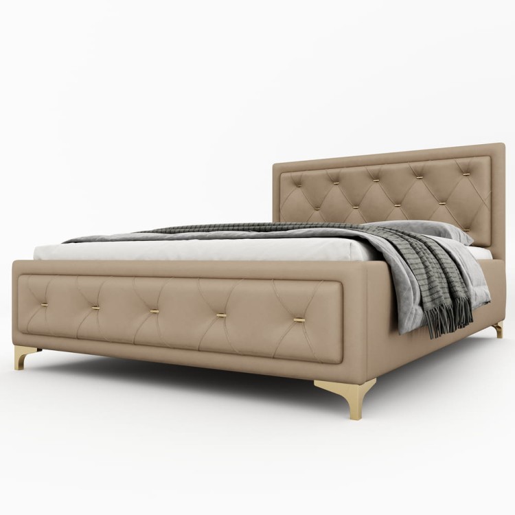 Łóżko tapicerowane Glamour Luxe 120/200 z pojemnikiem Beż