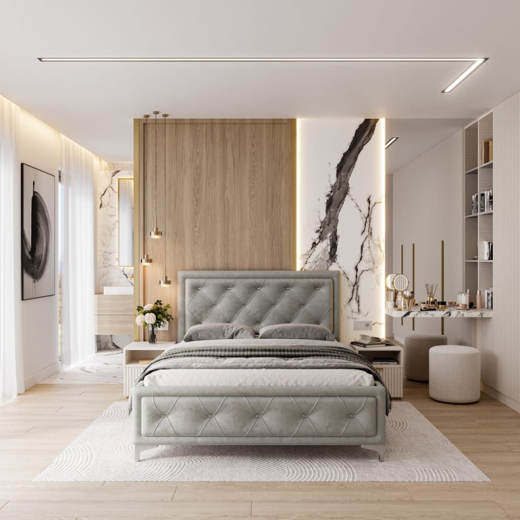 Łóżko tapicerowane Atena 120/200 z pojemnikiem Szare