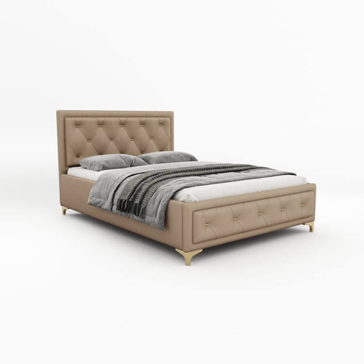 Łóżko tapicerowane Glamour Luxe 140/200 z pojemnikiem Beż