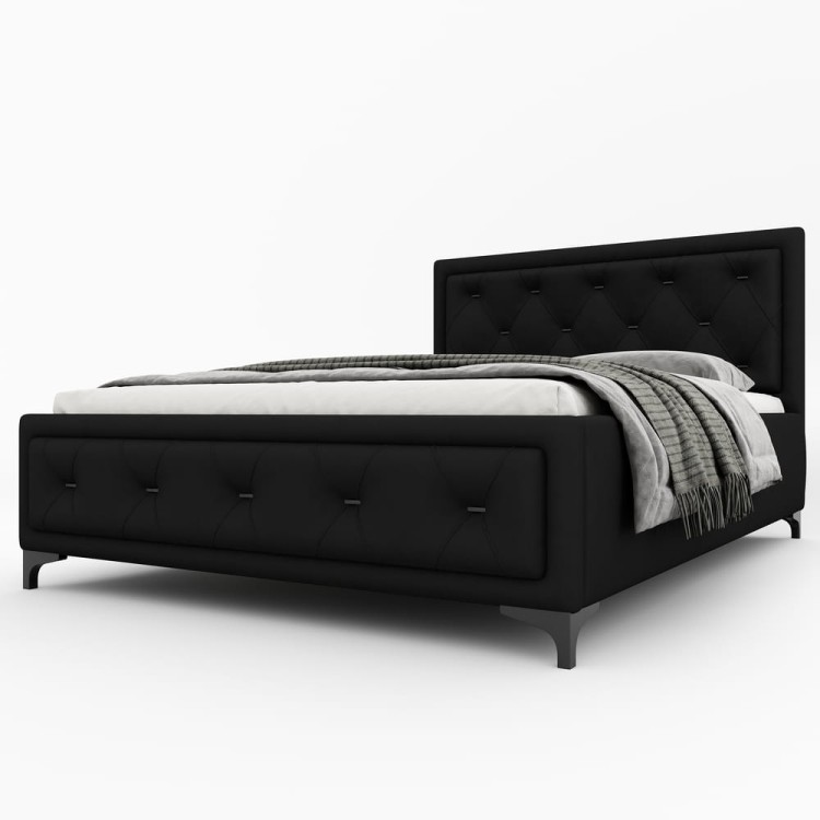 Łóżko tapicerowane Glamour Luxe 140/200 z pojemnikiem Czarne