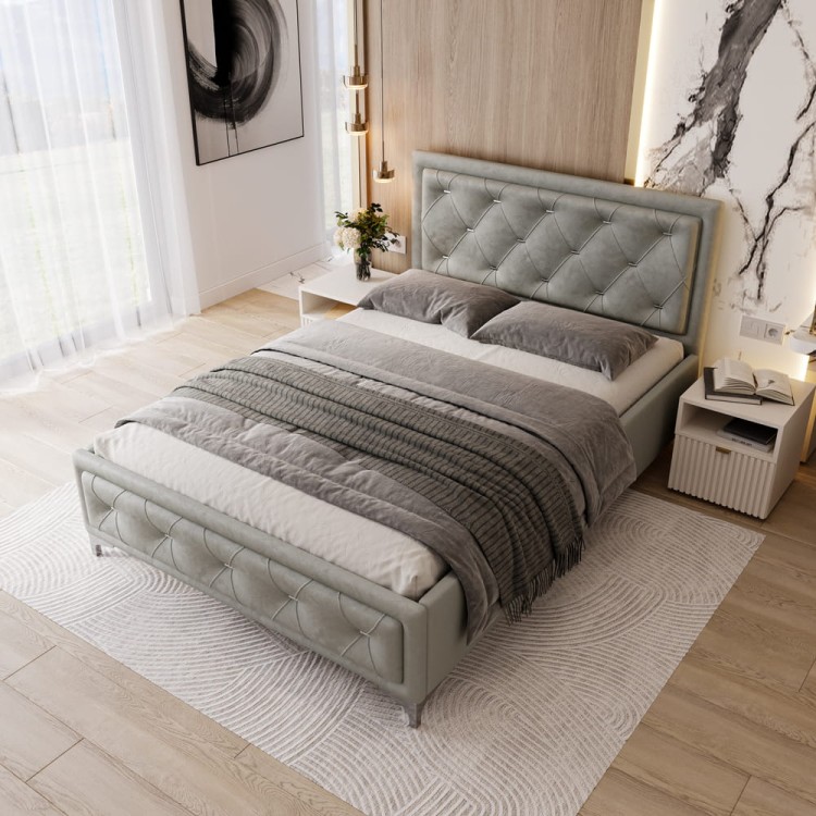 Łóżko tapicerowane Atena 140/200 z pojemnikiem Szare