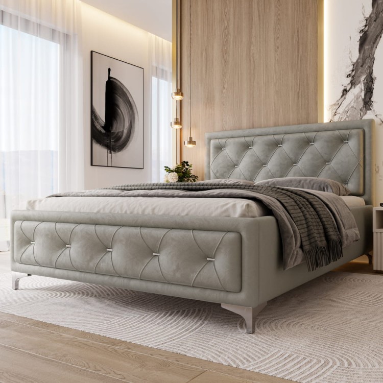 Łóżko tapicerowane Atena 140/200 z pojemnikiem Szare