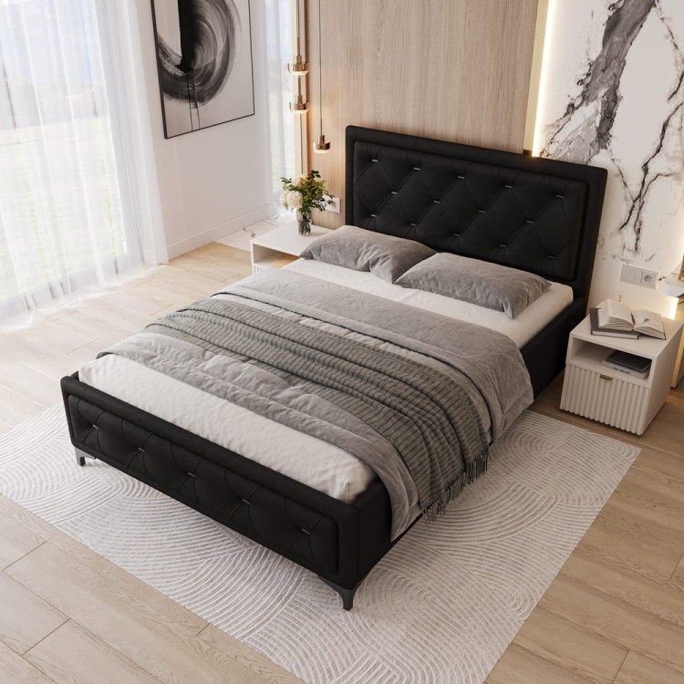 Łóżko tapicerowane Glamour Luxe 160/200 z pojemnikiem Czarne