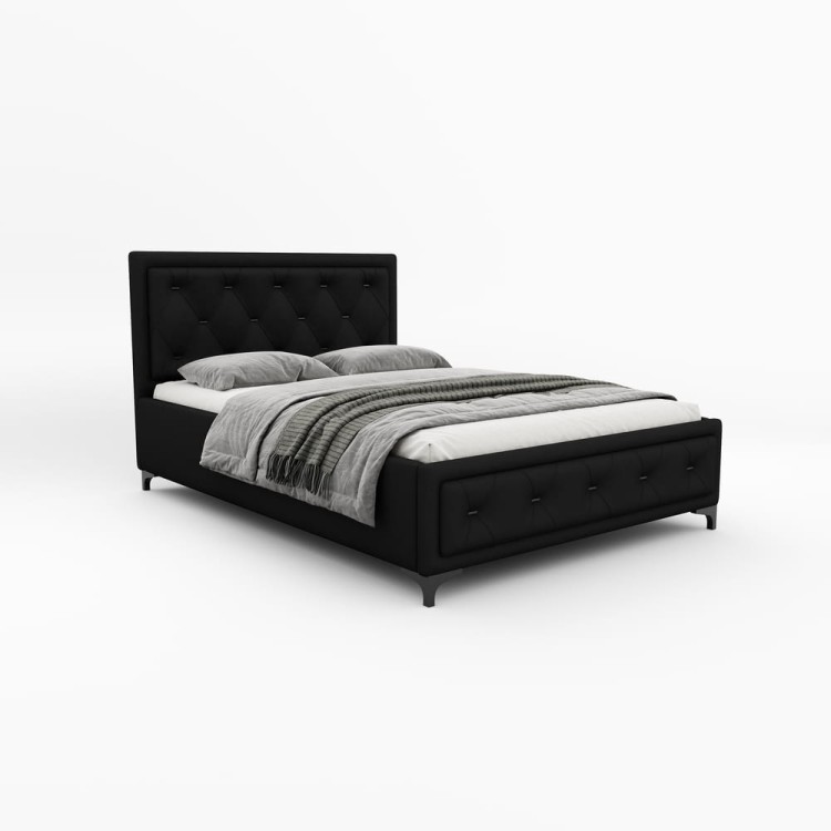 Łóżko tapicerowane Glamour Luxe 160/200 z pojemnikiem Czarne