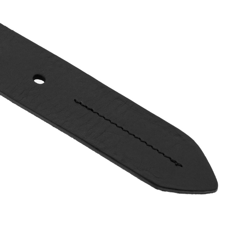 Skórzany pasek męski czarny z przeszyciem 114cm