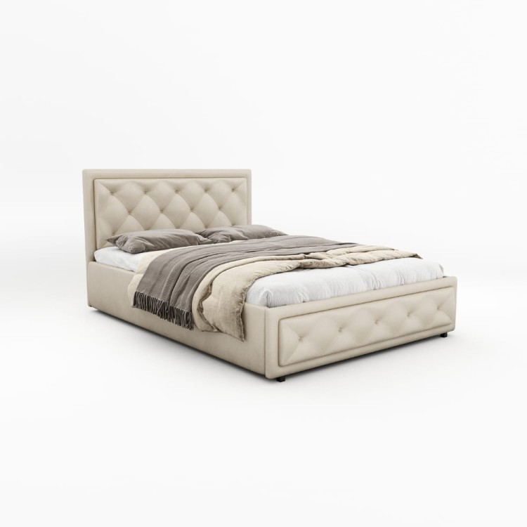 Łóżko tapicerowane Munia z pojemnikiem Beż